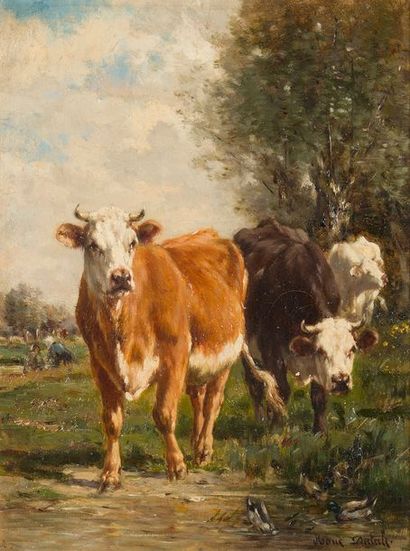 null 
Marie DIETERLE (1856-1935)
Vaches au bord du ruisseau
Toile
37,5 x 28 cm
Signée...