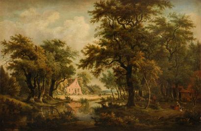 null 
Jan HULSWIT (Amsterdam 1766 - 1822)
Ferme dans un paysage boisé 
Toile 
36 x 52 cm
Au...