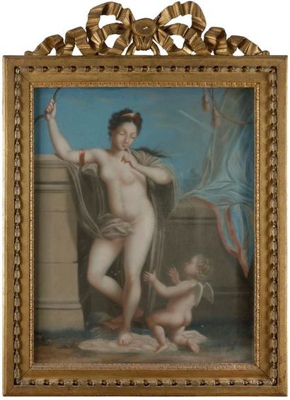 null 
École française du XVIIIe siècle
Venus & l’amour
Pastel sur papier marouflé...