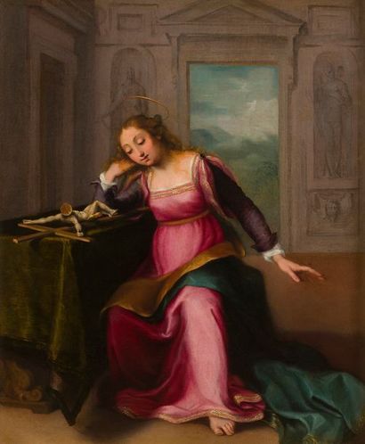 null 
Alessandro CASOLANI (Sienne 1552 - ? 1606)
Marie-Madeleine repentante
Toile...