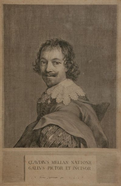 null Claude Mellan (1601-1688) Autoportrait. 1635. Burin. 152 x 220. Préaud 172....
