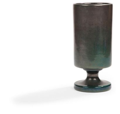 null Dans le goût de Georges JOUVE Calice Vase en céramique émaillé noir