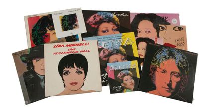 null [ANDY WARHOL] Lot de six 33 T Portrait « John Lennon - Paul Anka - Diana Ross...