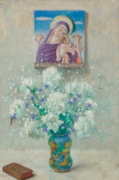 null Archimède BRESCIANI DA GAZOLDO (1881-1939)
Vase de fleurs et Vierge à l'enfant,...