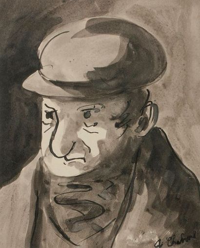 null Auguste CHABAUD (1882-1955)
Portrait d'homme à la casquette
Encre.
Signée en...