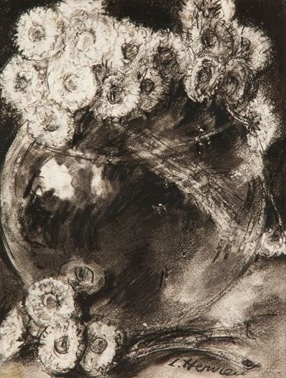 null Louise HERVIEU (1878-1954)
Vase de fleurs
Fusain.
Signé en bas à droite.
25...