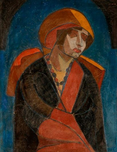 null Arthur KOLNIK (1890-1972)
Femme assise au collier
Huile sur carton.
Porte le...