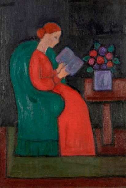 null Arthur KOLNIK (1890-1972)
Femme lisant
Huile sur carton.
Porte le timbre de...