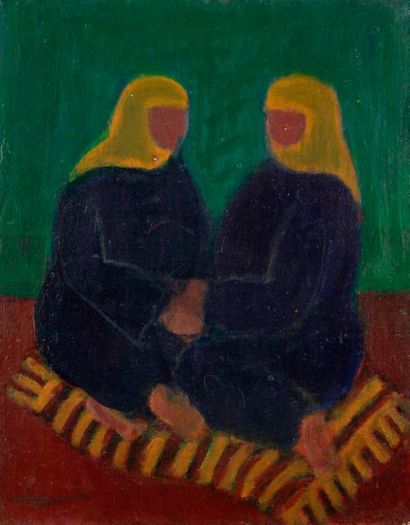 null Arthur KOLNIK (1890-1972)
Deux femmes orientales
Huile sur carton toilé.
Porte...