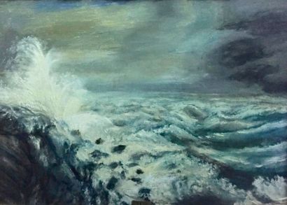 null Célestine MAZE (XIXe-XXe siècle)
La Mer en Bretagne, vers 1934
Huile sur toile.
Signée...