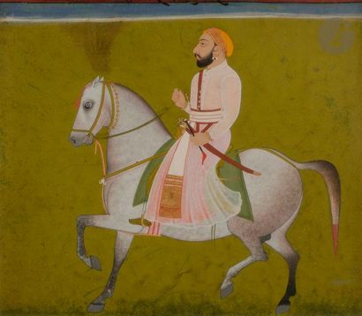 null Portrait d’un raja à cheval, Inde, Rajasthan, Mewar, XIXe siècle
Peinture à...