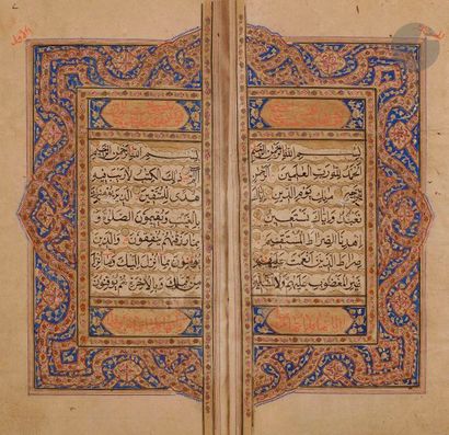 null Coran, Iran oriental ou Cachemire, daté 1281H / 1865 et signé Muhi uddin bin...