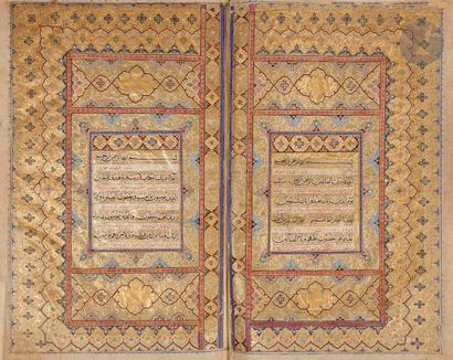null Coran bilingue arabe-persan, Iran safavide, signé Muhammad Mehdi al-Shirazi,...