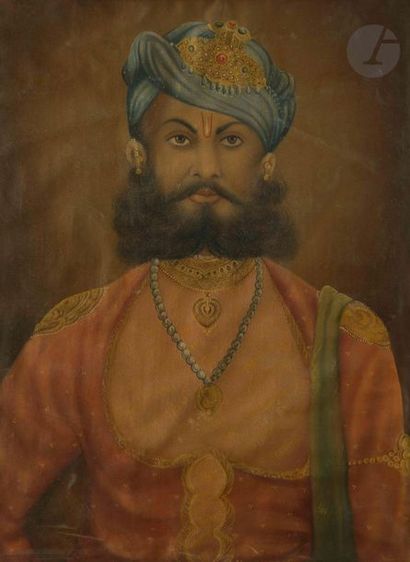 null Trois portraits de Rajas vishnuites dont le Maharaja Sojja Singh du Mewar, Rajasthan,...