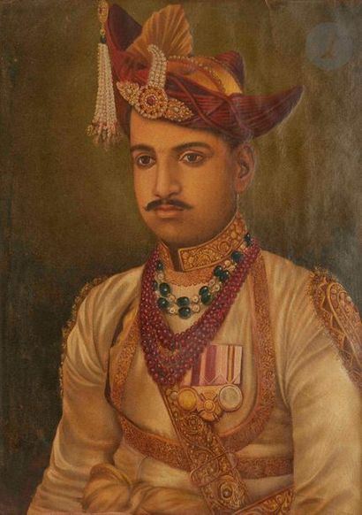 Quatre portraits de Rajas, Rajasthan, XXe...