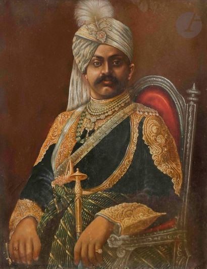 null Quatre portraits de Rajas, Rajasthan, début XXe siècle
Huiles sur toile et gouache...