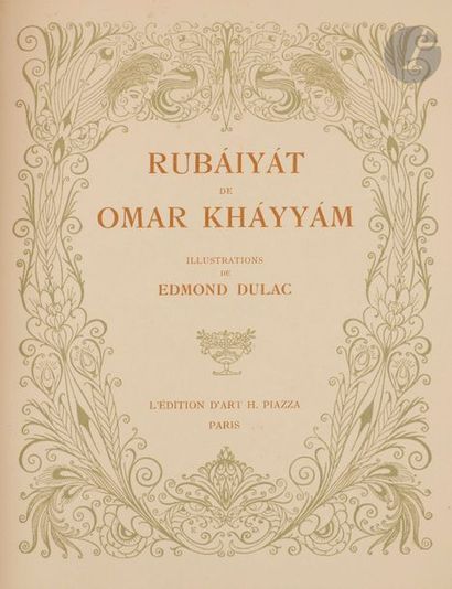 null KHAYYAM O.
Rubaiyat
L’Edition d’art H. Piazza, Paris : sans date.
Traduit et...