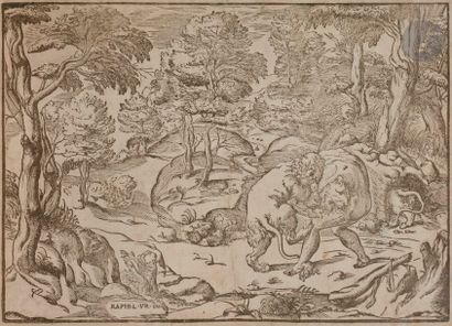 Niccolò Vicentino (Giuseppe Nicola Rossigliani) (actif vers 1540) Hercule et le lion...