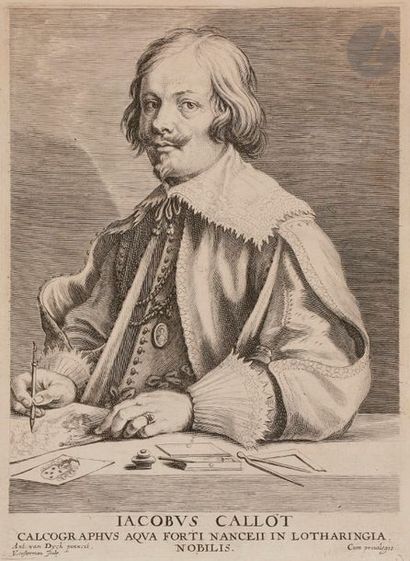 Lucas Vorsterman (1595-1675) Portrait de Jacques Callot. Gravé d’après van Dyck....