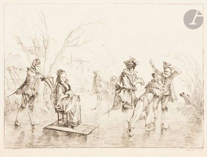 Jean-Antoine Watteau (1684-1721) (d’après) Les Plaisirs de l’hiver. (Pl. 350 des...