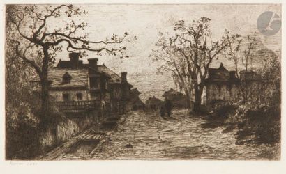 Adolphe APPIAN (1818-1898) Rue du village d’Artemare (Ain). 1871. Eau-forte. 235 x 157....