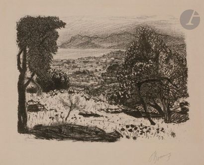 Pierre BONNARD (1867-1947) Paysage du Midi. 1925. Lithographie. 290 x 220. Bouvet...