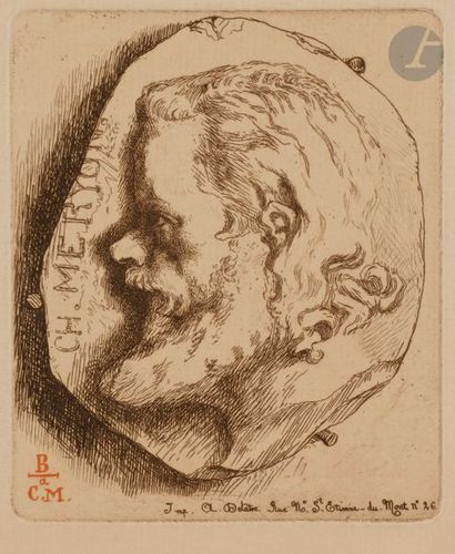 Félix BRACQUEMOND (1833-1914) Portrait de Charles Méryon. 1854. Eau-forte. 88 x 107....