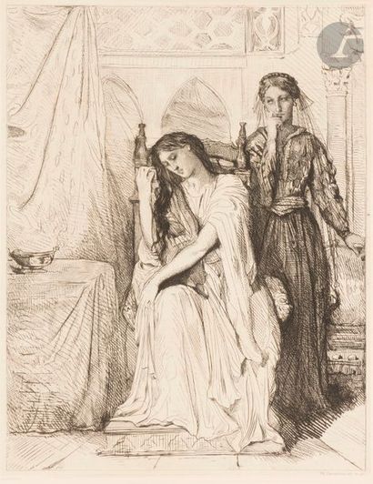 Théodore CHASSÉRIAU (1819-1856) La Romance du saule. (Pl. 9 de la suite Othello)....