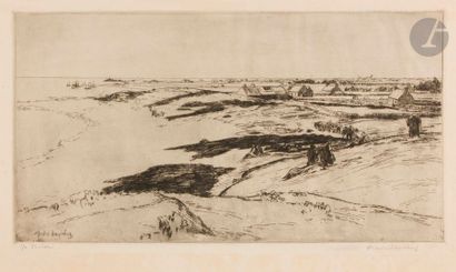 André DAUCHEZ (1870-1948) Saint-Oual (près Loctudy). 1902. Eau-forte. 445 x 240....