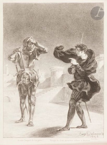 Eugène DELACROIX (1798-1863) Le Fantôme sur la terrasse. (Pl. pour Hamlet). 1843....