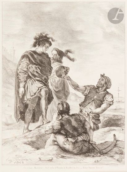 Eugène DELACROIX (1798-1863) Hamlet et Horatio devant les fossoyeurs. (Pl. pour Hamlet)....