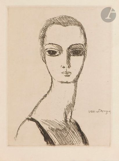 Kees van Dongen (1877-1968) Jeune fille au long cou. 1925. Eau-forte. 165 x 225....