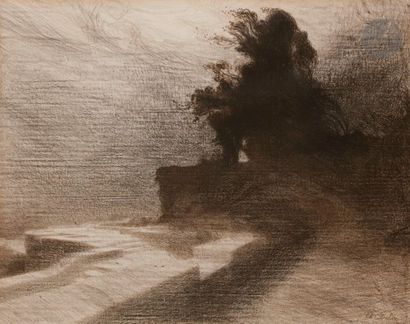 Charles Dulac (1865-1898) Le Vent, ou La Terrasse de Vézelay. 1892. Lithographie....