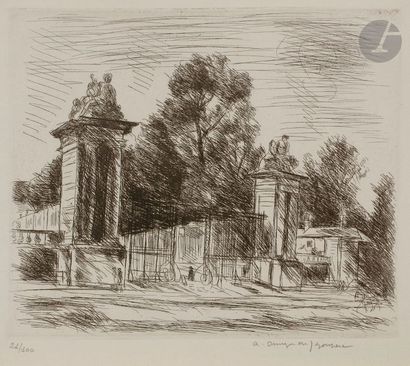 André DUNOYER DE SEGONZAC (1884-1974) Versailles, l’entrée de l’Orangerie. 1924....