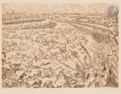 James Ensor (1860-1949) Bataille des éperons d’or. 1895. Eau-forte. 240 x 175. Delteil...