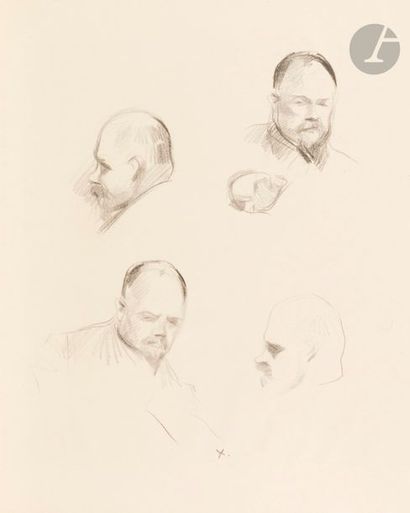 Jean-Louis FORAIN (1852-1931) Cinq études de A. Vollard ; Vollard vers la gauche....