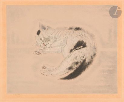 Léonard-Tsuguharu FOUJITA (1886-1968) Chaton endormi. (Pl. pour l’album Les Chats,...