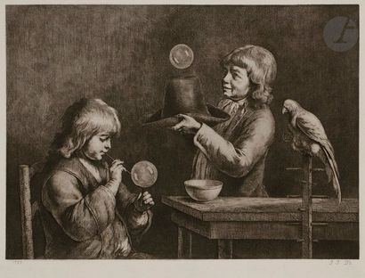 Jean-Jacques de BOISSIEU (1736-1810) Les Bulles de savon. 1799. Eau-forte. 450 x 355....