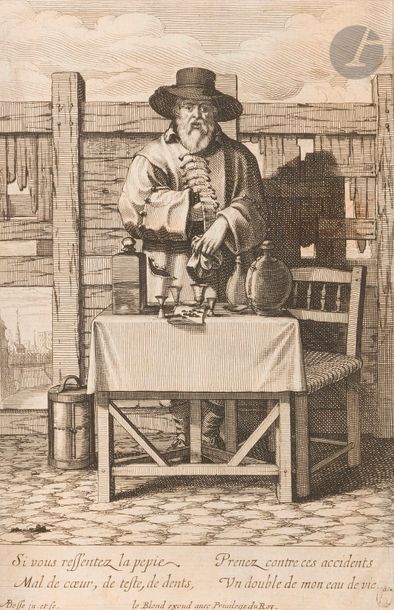 Abraham Bosse (c. 1602/1604-1676) Le Marchand d’eau-de-vie. (Pl. d’une suite de 12...