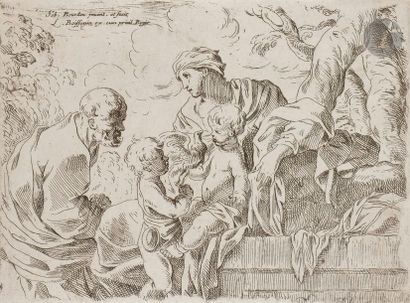 SEBASTIEN BOURDON (1616-1671) La Vierge à l’oiseau. Eau-forte. 170 x 125. Robert-Dumesnil...