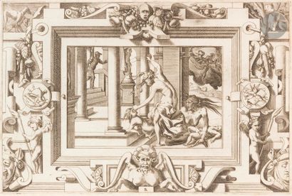 René Boyvin (1525 ?-1626 ?) Médée tue ses deux enfants. (Pl. de L’Histoire de Jason...