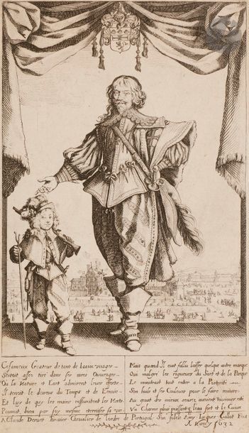 Jacques Callot (1592-1635) Portrait de Claude Deruet. 1632. Eau-forte. 170 x 295....