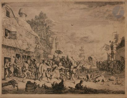 CORNELIS DUSART (1665-1704) La Fête de village. 1685. Eau-forte. 340 x 260. Le Blanc...