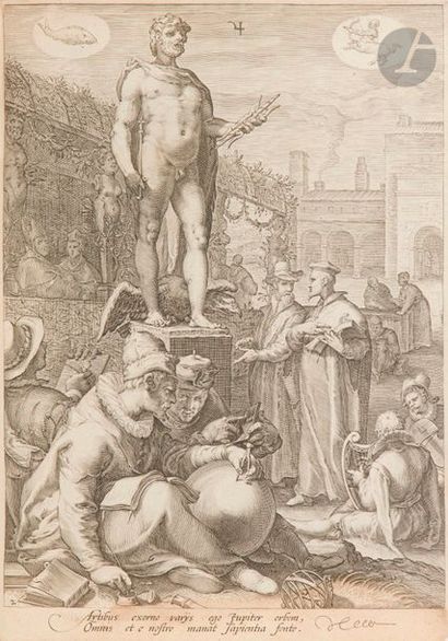 Hendrick Goltzius (1558-1617) (d’après) Divinités des sept planètes et leurs enfants...