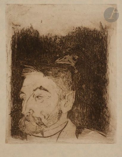 Paul GAUGUIN (1848-1903) Portrait de Stéphane Mallarmé. 1891. Eau-forte et pointe...