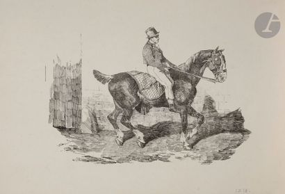 Théodore GERICAULT (1791-1824) Cheval de carrosse monté par un palefrenier. 1820....