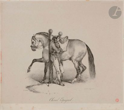 Théodore GERICAULT (1791-1824) Cheval espagnol. 1822. Lithographie. 155 x 155. Delteil...