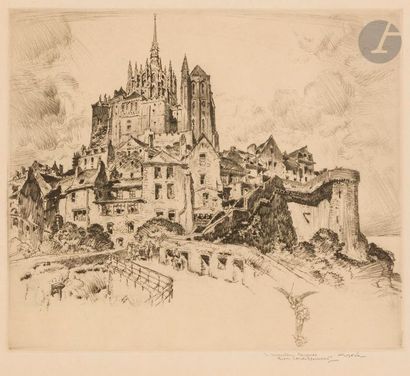 Georges GOBO (1876-1958) Le Mont Saint-Michel. 1914. Eau-forte. 405 x 350. I.F.F....
