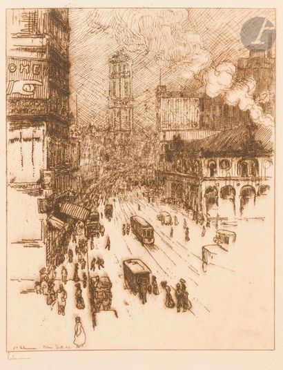 Jean-Emile LABOUREUR (1877-1943) Broadway, New York. 1907. Eau-forte. 180 x 225....