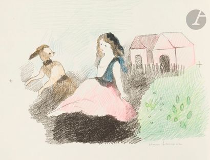 Marie LAURENCIN (1883-1956) Alice chez le lapin. (Pl. 6 pour L. Carroll, Alice in...